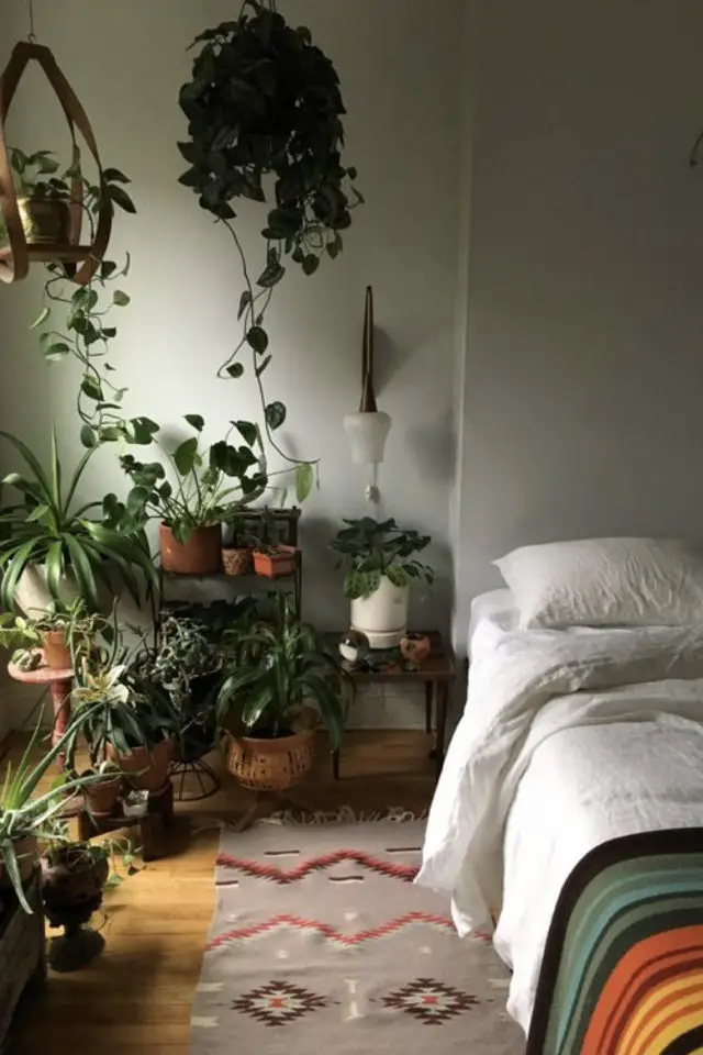 se sentir bien chez soi plantes chambre à coucher couleur verte repos bien-être