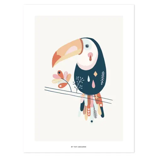 soldes déco chambre enfant petits prix Maisons du Monde Affiche toucan en Papier Multicolore  23,90 € 17,92 €