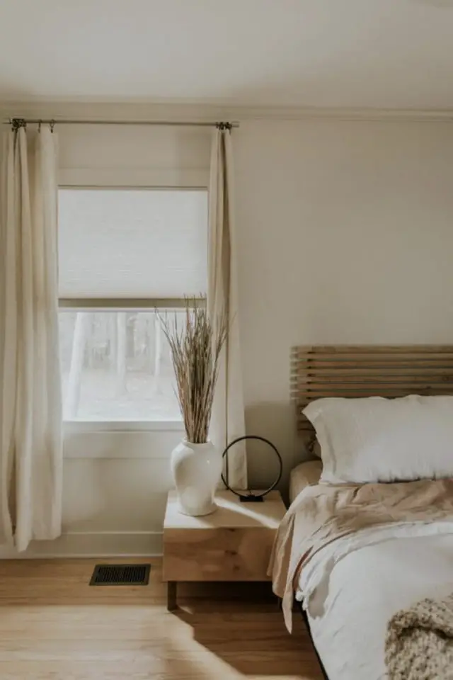 chambre adulte minimaliste exemple slow living soft beige