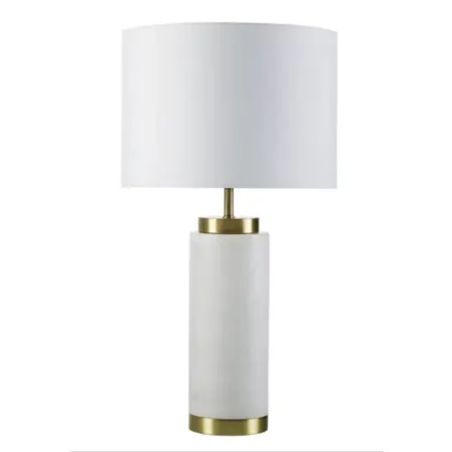 lampe a poser nature classique Lampe en marbre blanc et et métal doré