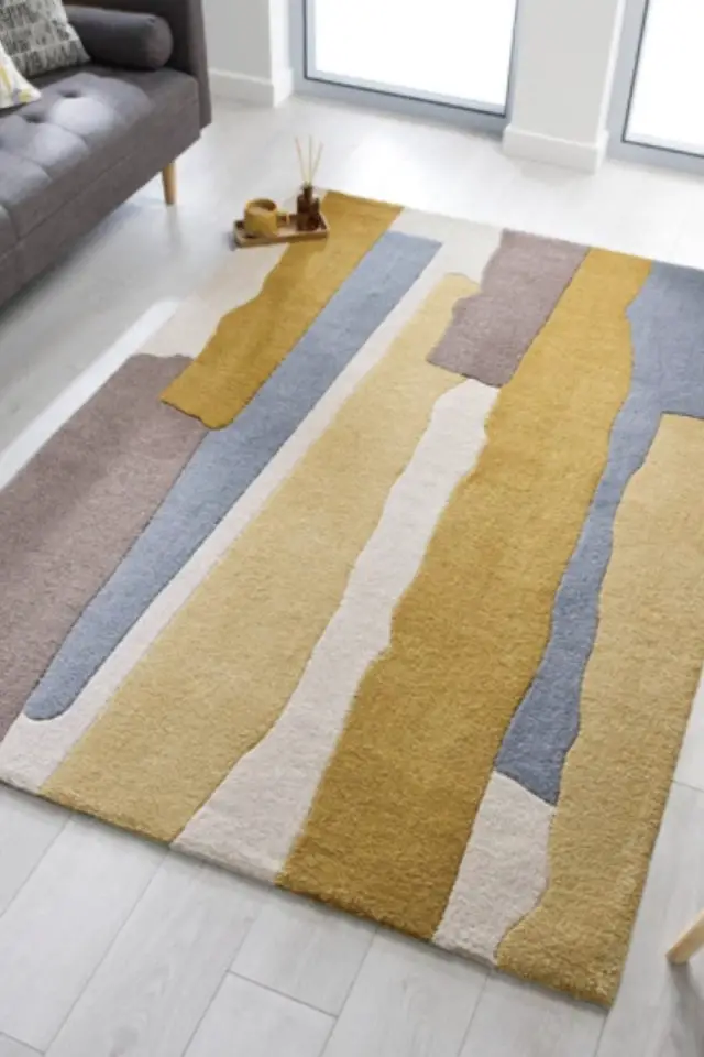ou trouver tapis couleur naturelle organique Tapis de salon moderne en Polyester Jaune moutarde 160x230 cm