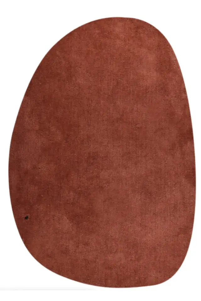 ou trouver tapis couleur naturelle organique Tapis shaggy - tufté à la main - en polyester - rouille 80x120 cm forme originale terracotta