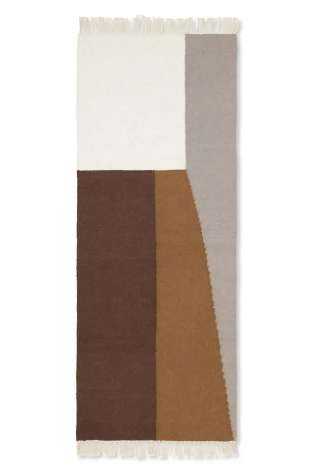 Tapis Kelim Runner Borders 180 x 70 cm beige teracotta ocre moutarde long