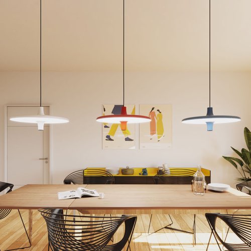 salle a manger color bloc design Suspension Avro LED métal orange