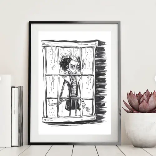 affiche deco univers tim burton dessin noir et blanc sweeney tood