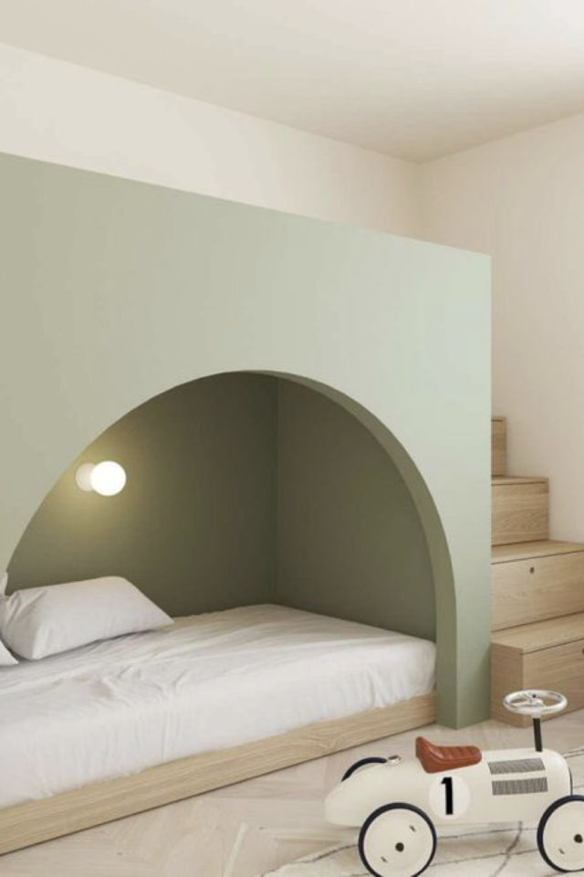 chambre enfant scandinave moderne exemple architecture intérieure meuble sur mesure lit niche arche mezzanine