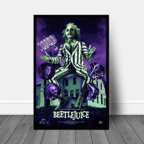 decoration beetlejuice tim burton affiche de film couleur vert et violet