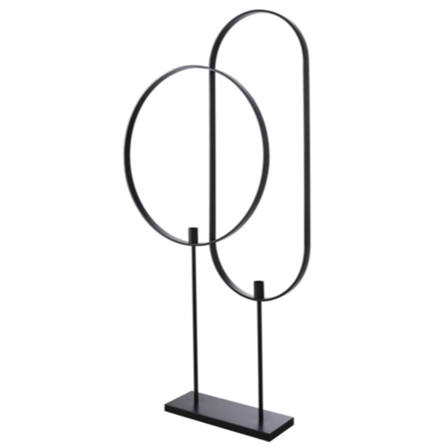 luminaire sobre elegant pas cher Lampadaire 2 cerclages en metal noir mat H169