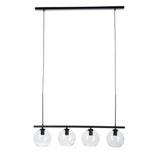 luminaire sobre elegant pas cher Suspension 4 globes en verre fumé et métal noir salle à manger