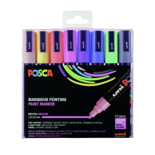 materiel diy deco pas cher Set 8 posca pointe moyenne pastel