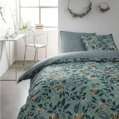 meuble deco vert moderne housse de couette motif floral