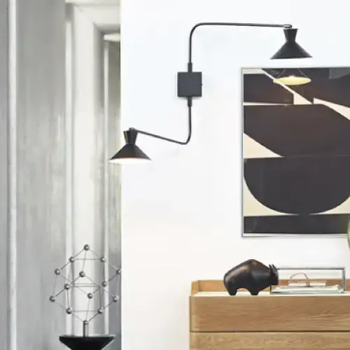 ou trouver luminaire style minimaliste Applique 2 bras design épuré noir moderne