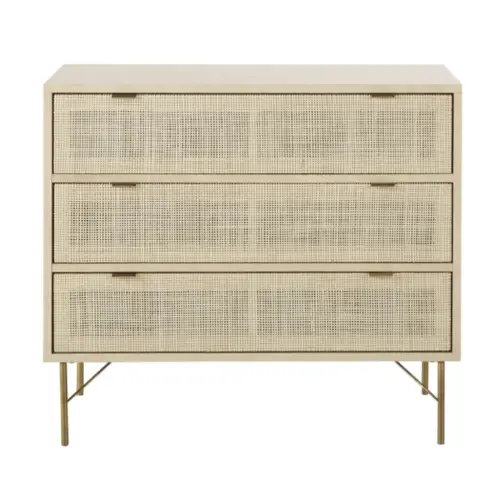 ou trouver mobilier cannage chambre parentale Commode 3 tiroirs cannage en rotin couleur claire