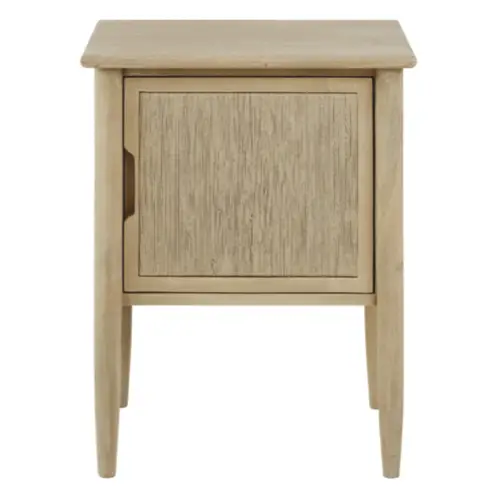 ou trouver mobilier cannage chambre parentale Table de chevet 1 porte en bois de manguier et sisal tressé main beige