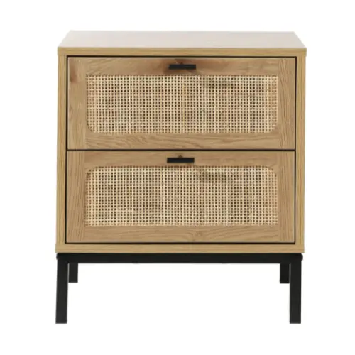 ou trouver mobilier cannage chambre parentale table de nuitChevet 2 Tiroirs Aspect Chêne avec Cannage Rotin H51