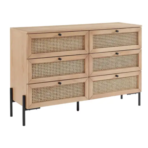 ou trouver mobilier cannage chambre parentale grande Commode 6 tiroirs 120cm en cannage naturel