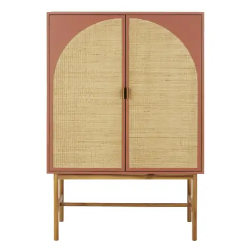 ou trouver mobilier cannage chambre parentale Cabinet de rangement 2 portes terracotta cannage en rotin arrondi arche