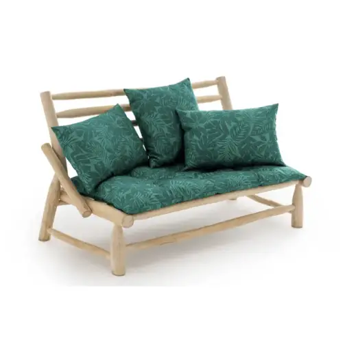 petit balcon meuble deco moderne Matelas de sol outdoor 120 cm pour banquette palette imprimé feuillage vert