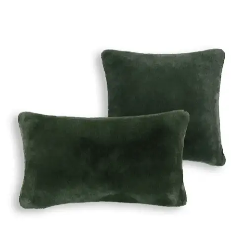 petite deco textile coussin moderne Housse de coussin imitation fourrure vert foncé cosy nature