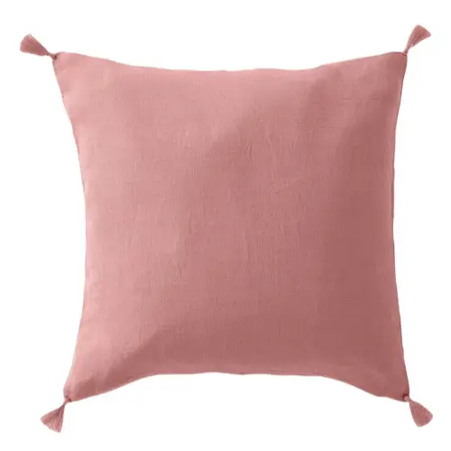 relooker chamber adulte parure draps Housse de coussin unie 100% lin lavé couleur bois de rose