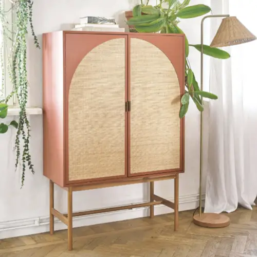 relooker chambre adulte idee Cabinet de rangement 2 portes terracotta cannage en rotin