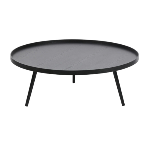 touche de noir accessoire deco Table basse ronde en bois H36xD100cm noir simple efficace