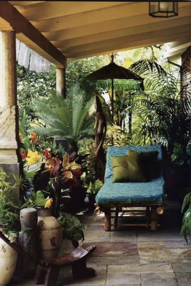 exemple meuble jardin repos bain de soleil sous pergola confort ambiance slow
