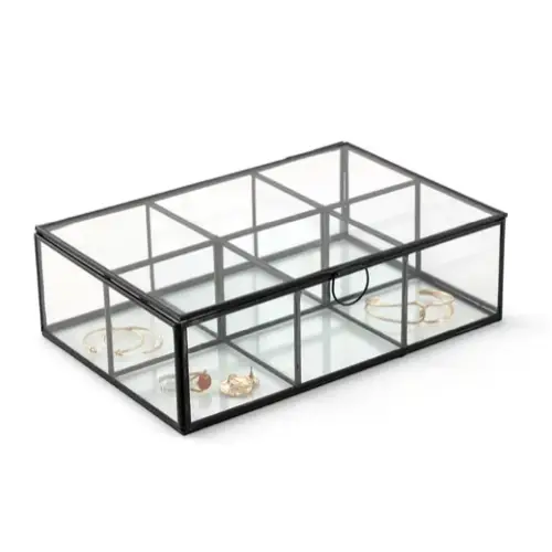 ou trouver boite rangement coiffeuse Boîte multi compartiments verre et métal