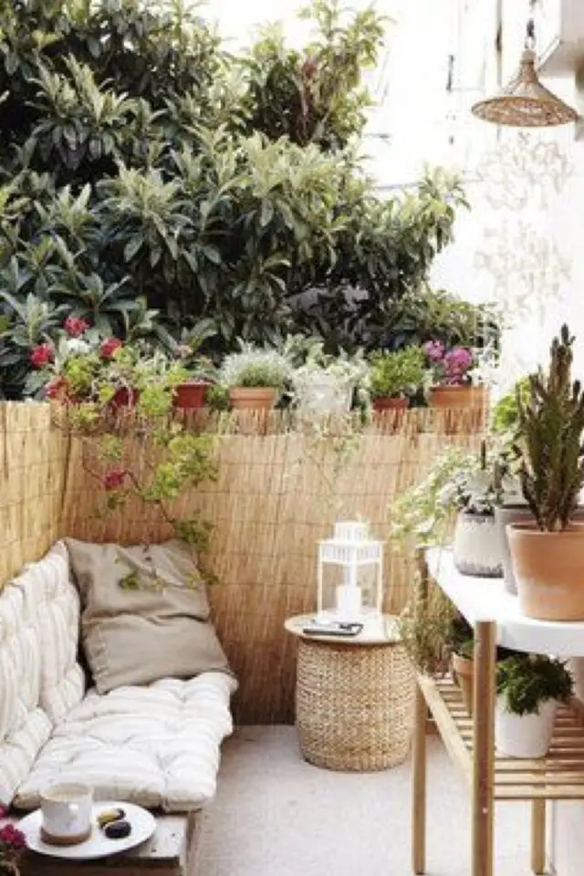choisir plantes pour balcon ambiance zen brise-vue coussin de sol jardinière fleurs