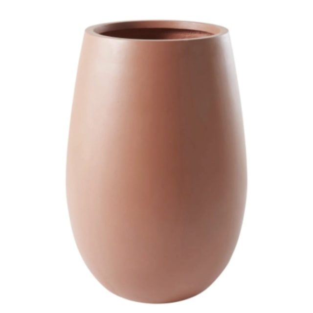 decoration petit meuble arrondi pas cher Pot en fibre de verre terracotta H70 grand format