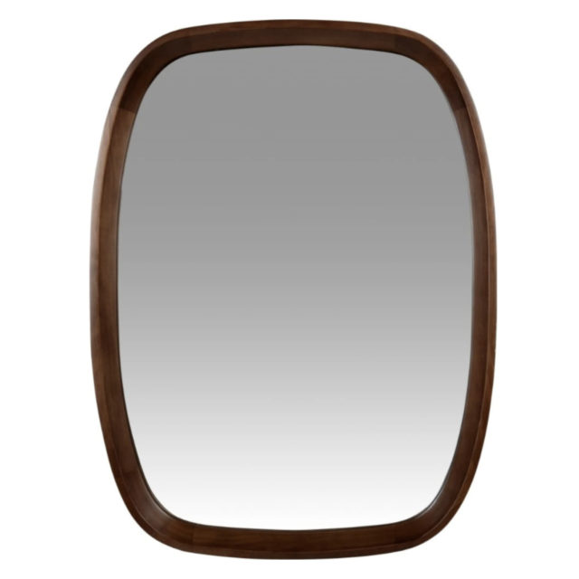 decoration petit meuble arrondi pas cher Miroir en bois de pin marron 46x60