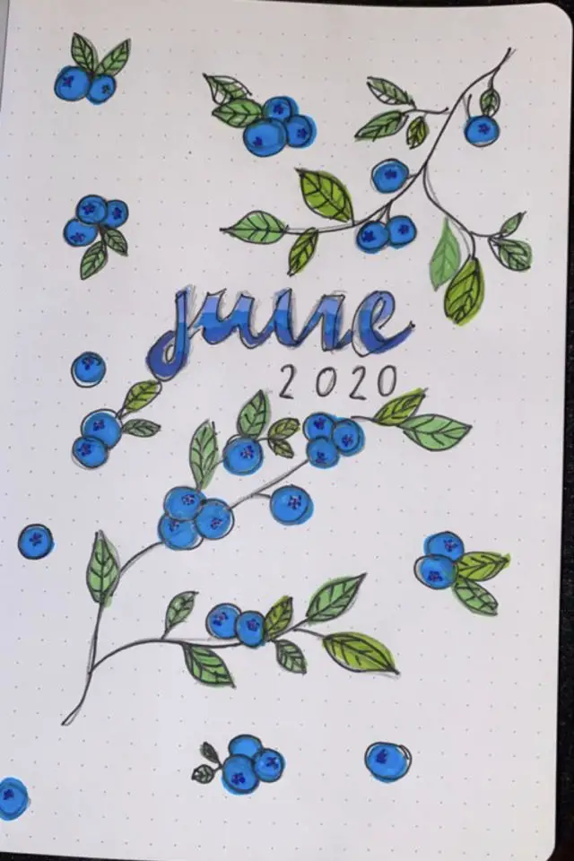 exemple deco bullet journal juin petite fleur bleu simple