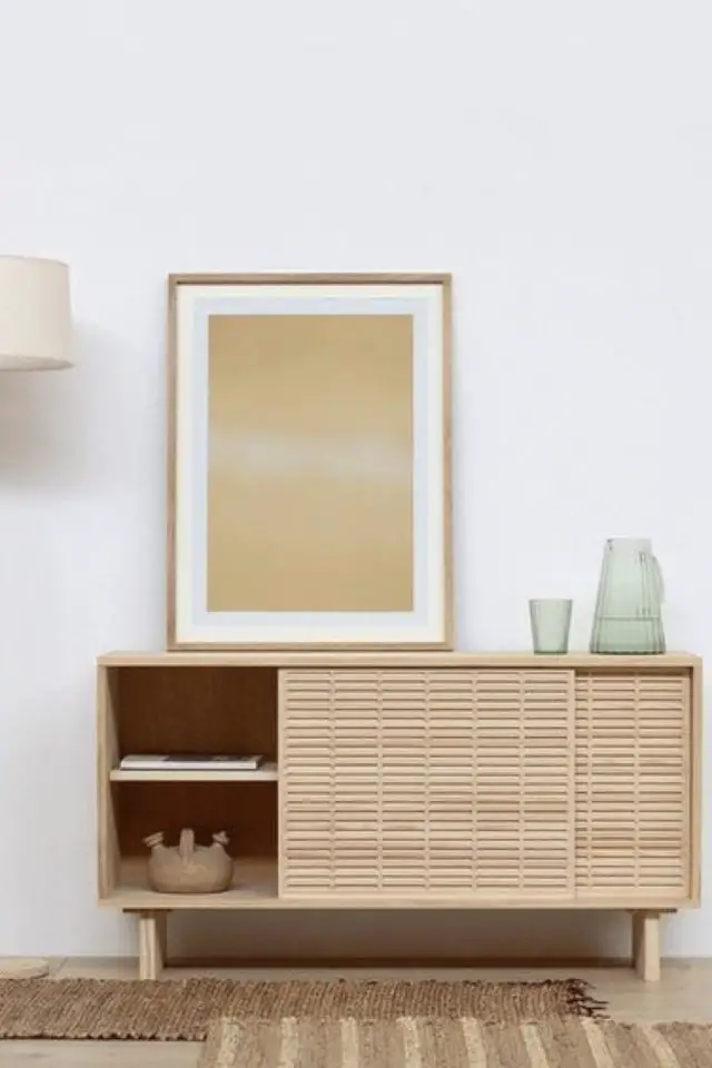 exemple petit buffet bois minimaliste porte coulissante