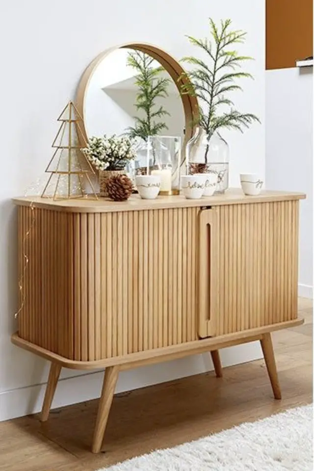 exemple petit buffet bois vintage porte coulissante