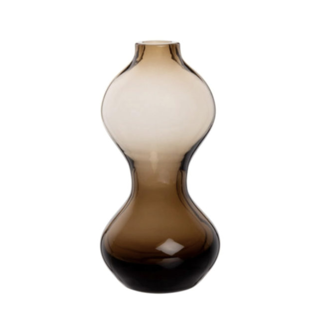 objet deco arrondi pas cher Vase en verre teinté marron H13cm frome organique