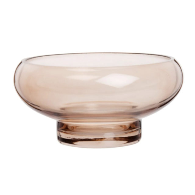 objet deco arrondi pas cher Coupe en verre teinté rose douceur ronde