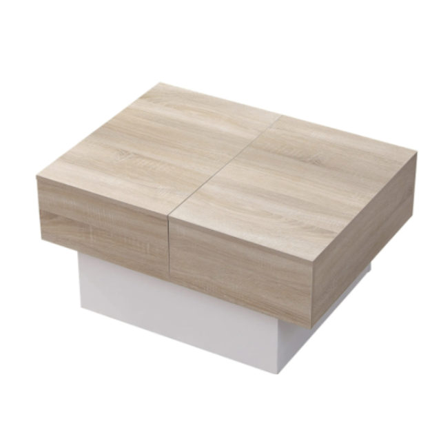 meuble malin studio salon sejour Table basse avec plateaux amovibles blanche et bois