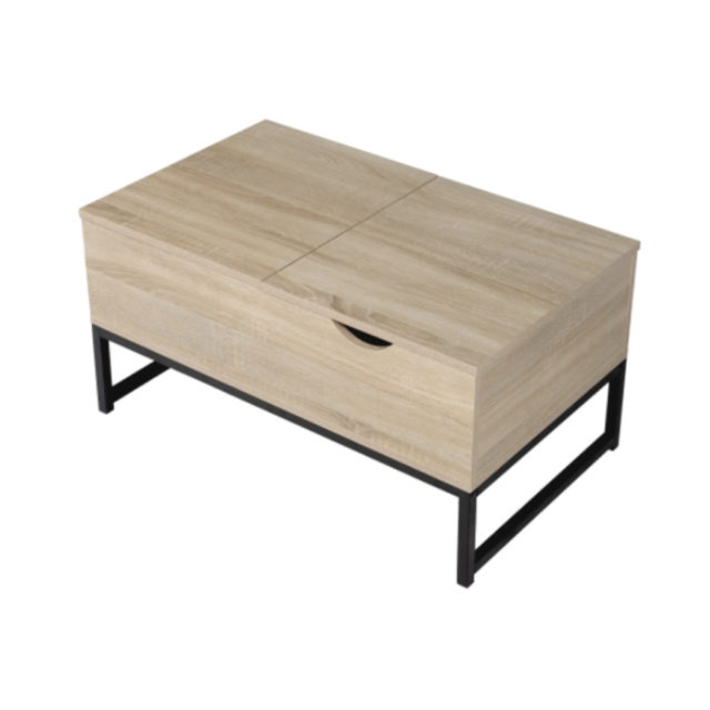meuble malin studio salon sejour Table basse avec plateaux relevables noire et bois