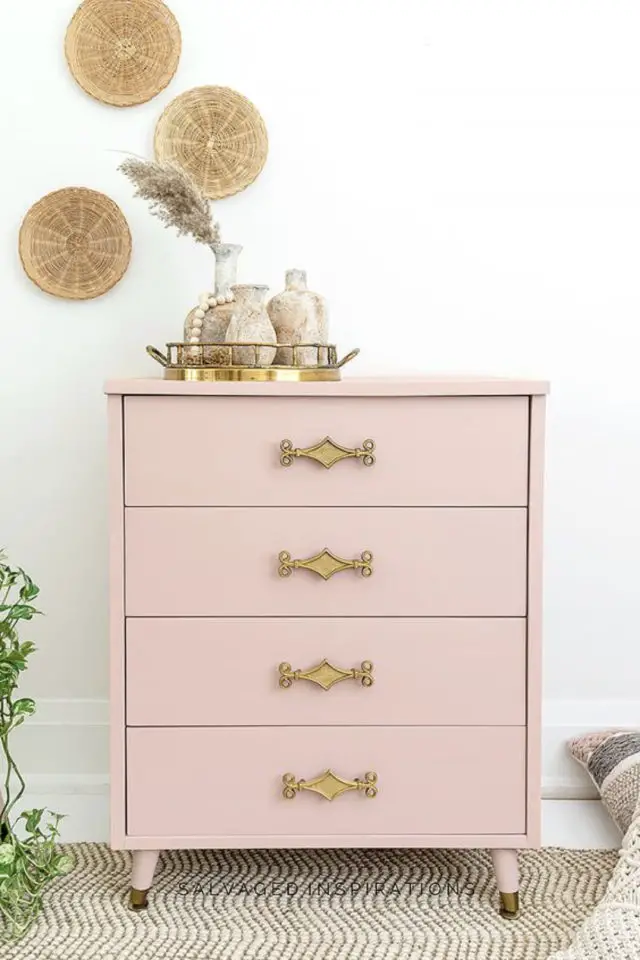 relooker meuble chambre idee commode rose féminine