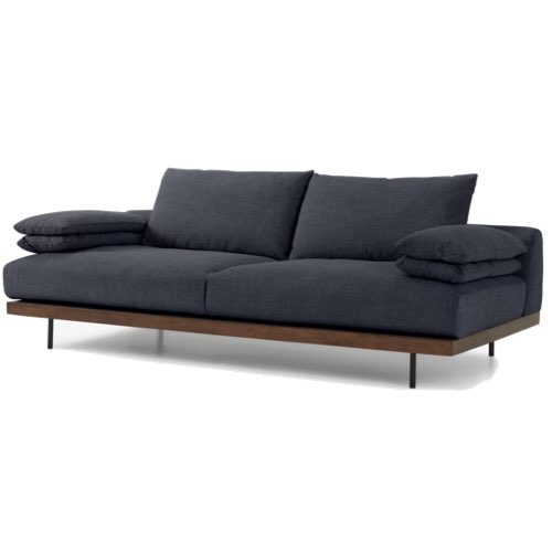 soldes canape moderne pas cher Canapé 3 places, tissu bleu jean kyoto