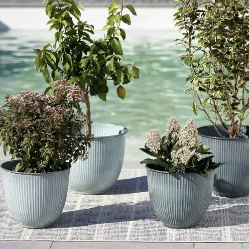 soldes decoration la redoute Cache-pot en métal Ø37 cm, Anaïa bleu grisé