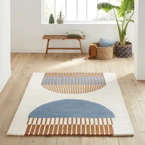 soldes decoration la redoute Tapis en laine, Djini beige bleu terracotta moderne