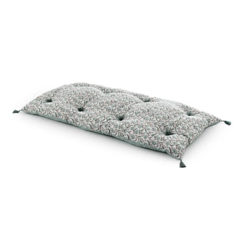 soldes decoration la redoute Matelas de sol coton lavé, Grace imprimé fleur verte