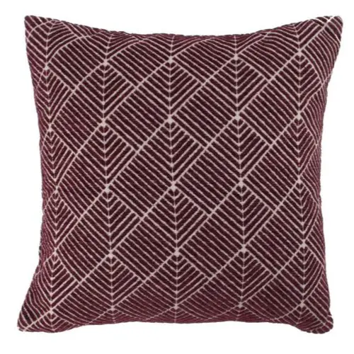 accessoire deco salon coussin pas cher Coussin jacquard velours effet géométrique bordeaux