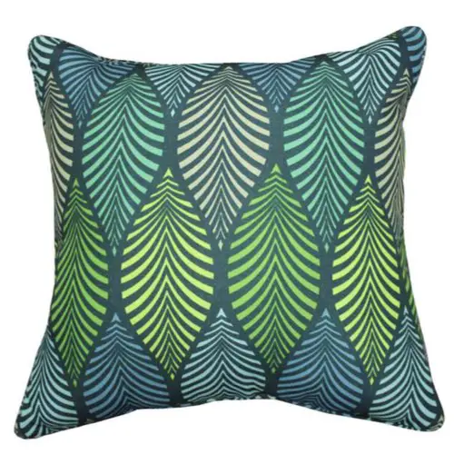 accessoire deco salon coussin pas cher Coussin imprimé feuilles vert dégradé