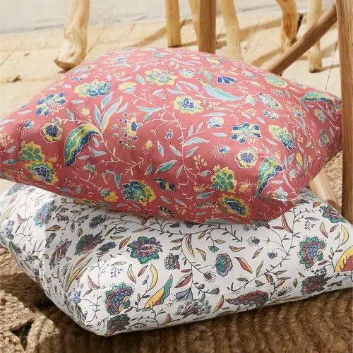 accessoire deco salon coussin pas cher Housse de coussin coton imprimé floral Indian Summer 