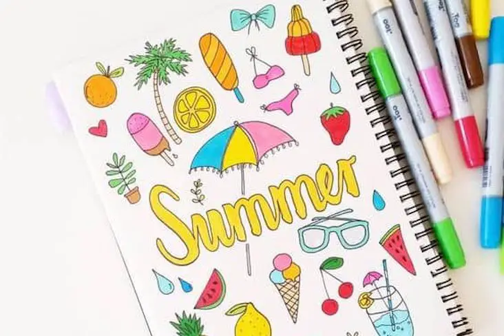 bullet journal vacances ete idee doodle illustration tracker pratique