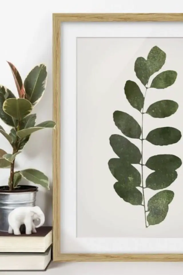 cadre deco vegetal mur branche eucalyptus épuré et nature