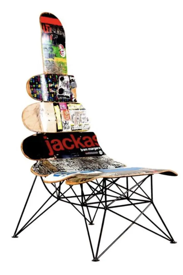 creer chaise avec skateboard recup fauteuil design upcycling