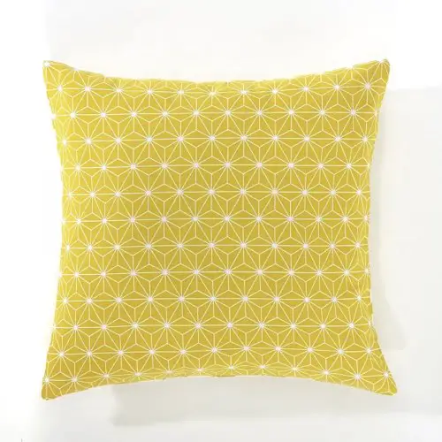 deco coussin soldes pas cher Housse de coussin jaune motif géométrique